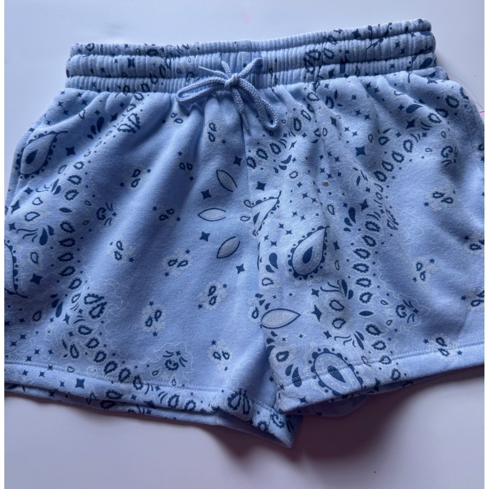 Mighty Fine Blue Bandana Paisley Fleece Lounge Shorts MEXXQ5BGBS Small